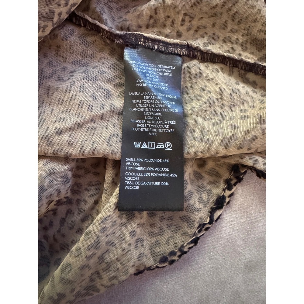 Anthropologie Leopard Print Burnout Velvet Blouse Mock Neck Sheer Top XSP Petite - Picture 6 of 9